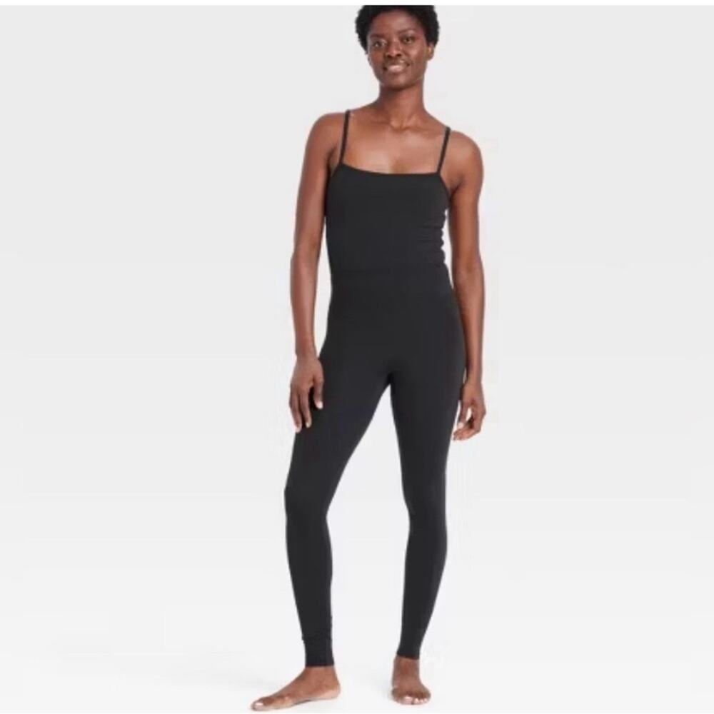 All In Motion Black Active Jumpsuit XS Built In Bra Athleisure - Picture 2 of 11